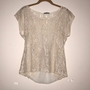 Lace Front White Shirt
